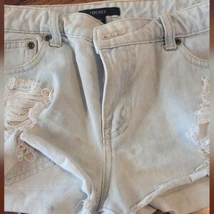 Forever 21 Light Wash Distressed Jean Shorts